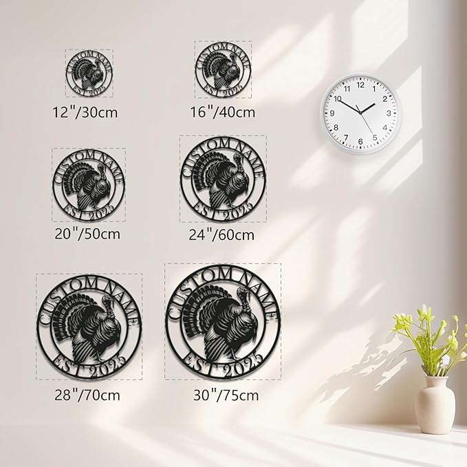 Personalized Turkey Metal Wall Art, Custom Hunting Cabin Sign, Wild Turkey Farmhouse Decor, Rustic Lodge Wall Hanging, Turkey Hunter Gift, Thanksgiving Home Decoration (Style-3)