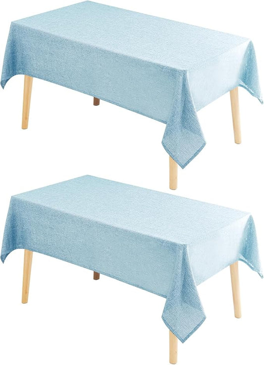 Hiasan 2 Pack Faux Linen Rectangle Tablecloth - Wrinkle and Stain Resistant Washable Table Cloth for Kitchen Dining Room Holiday Table Cover for Party Dinner, Lux Slate Blue, 52 x 70 Inch