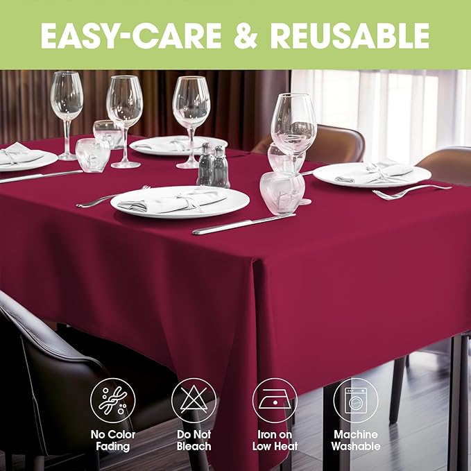 Pureegg Rectangle Table Cloth 60" x 84" – Durable Polyester Tablecloth Offers Reusable & Washable Protection, Ideal for Outdoor Party, Picnic, Wedding, Banquet and Birthday, Fuchsia