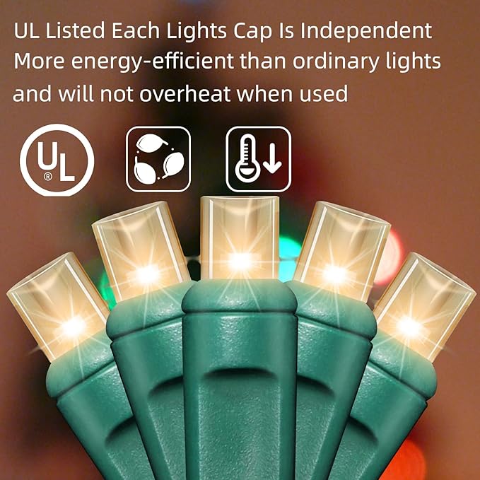 600LED (12pk of 50L) String Lights,Twinkle, LED Christmas Lights, 6" SPACING,Green Wire,Warm White