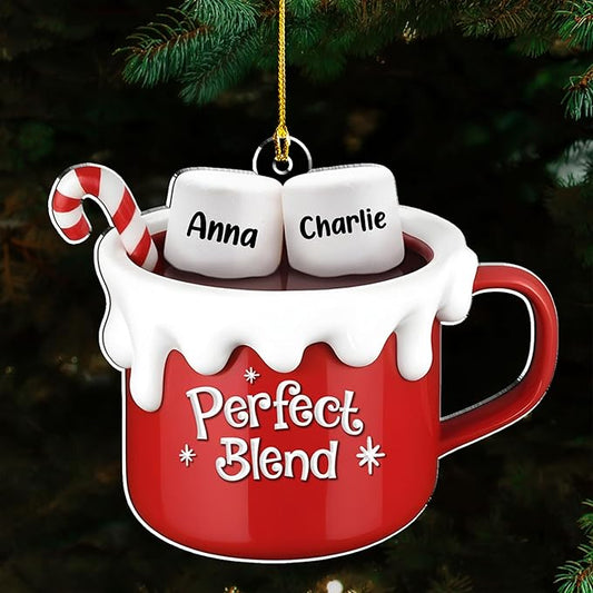 A Blend of Christmas Cheer Personalized Acrylic Ornament – Custom Name Charms Family Members up to 10 People, Holiday Decoration for Family Members & Friends