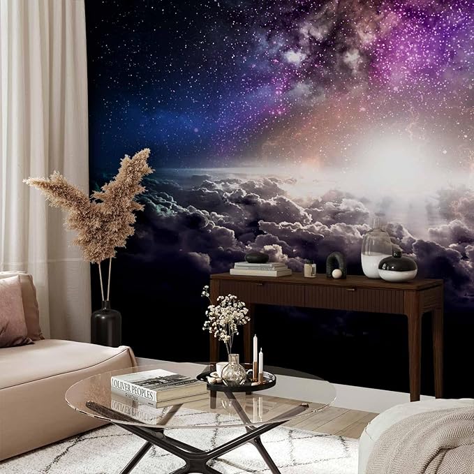 artgeist Wall Mural Galaxy 154x110 in - Peel and Stick Self-Adhesive Wallpaper Removable Large Sticker Foil Wall Decor Print Design Mural Cosmos Sky Star Cloud Purple i-A-10009-a-a