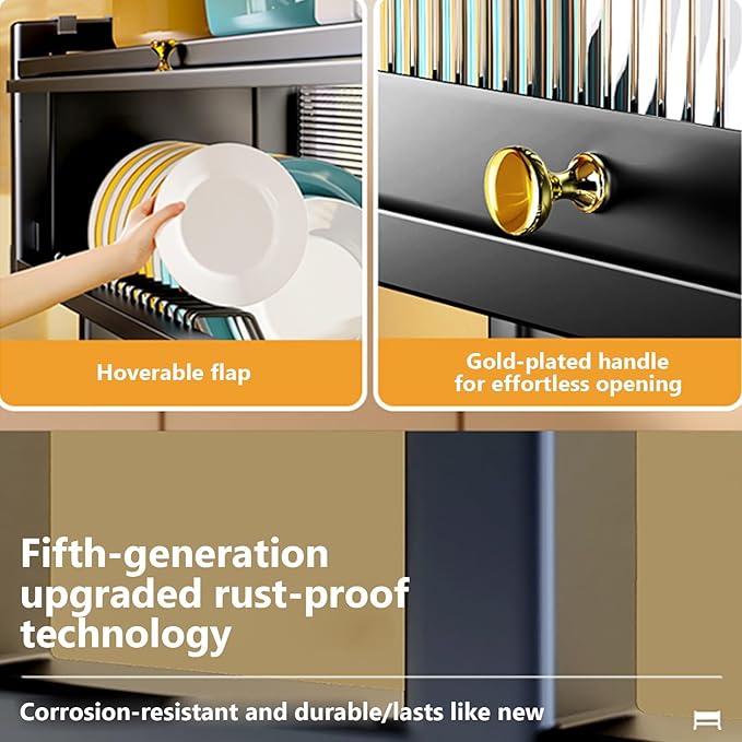 Home Furnishing Over The Sink Dish Drainer Drying Rack 3 Tier Over Sink Dish Rack for,oversink Dish Dry Rack,Space Saving Dish Drying Rack,Kitchen Sink Organizer countertop(Black,95cm/37.4in)