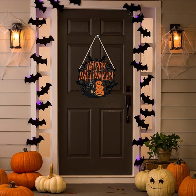Halloween Indoor Decor Decorations Warm Halloween Decorations for Bedrooms, Halloween Pumpkin Door Sign Decorations, Halloween Pumpkin Decorations Can Hanging Various Indoor and Outdoor Occasions