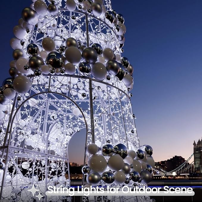 4 Pack String Lights Battery Operated with Timer, 132FT 400 LED Waterproof Battery Twinkle Lights, 8 Modes Fairy Light for Indoor Outdoor Party Bedroom Garland Tree Christmas Decorations (Cool White)