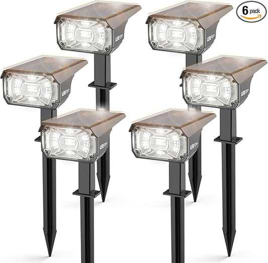 Solar Lights Outdoor Waterproof Landscape Lights, 40 LEDs Solar Spot Light Outdoor Spotlights with 3 Light Modes, USB & Solar Powered Garden Yard Wall Lights Auto On/Off for Patio 6 Pack