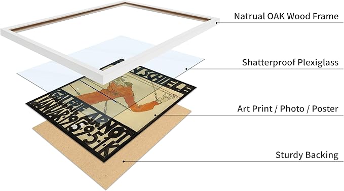 Poster Master Vintage Painting Poster - Retro Expressionism Print - Self Portrait as the Martyred St Sebastian - Gift for Artist, Friend - Wall Decor for Home, Office, 11x14 White Framed