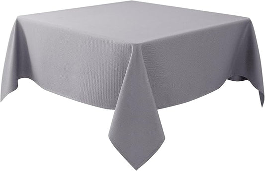 Biscaynebay Textured Fabric Square Tablecloths 90x90 Inches, Silver Grey Water Resistant Spill Proof Card Table Cloth Folding Table Cover for Dining, Kitchen, Wedding and Parties, Machine Washable