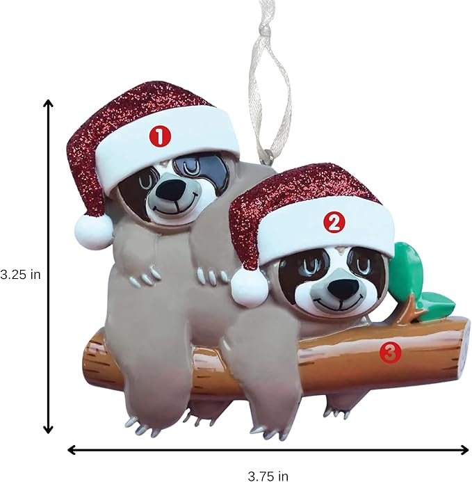2025 Family Christmas Ornament – Personalized Ornament for Families – Custom Sloth Family Ornament – Holiday Tree Decoration Keepsake Gift (Family of 2)