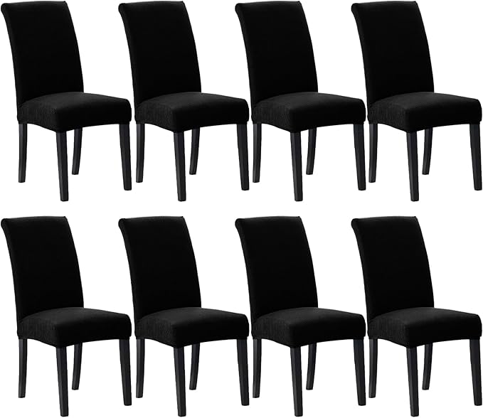 Howhic Stretch Chair Covers for Dining Room Set of 8, Removable Washable Dining Room Chair Covers, Dining Chair Slipcovers Seat Protector, Great Decor for Home and Banquet (Black, 8 Pack)