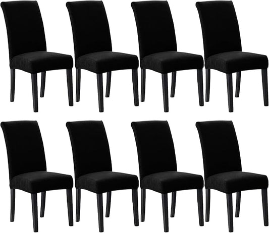 Howhic Stretch Chair Covers for Dining Room Set of 8, Removable Washable Dining Room Chair Covers, Dining Chair Slipcovers Seat Protector, Great Decor for Home and Banquet (Black, 8 Pack)