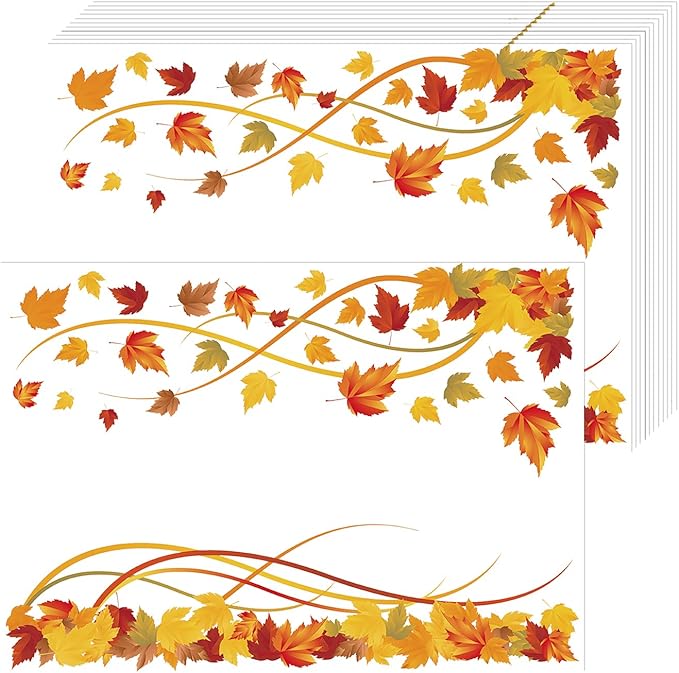 Paper Placemats Disposable 50 Pack Fall Thanksgiving Maple Leaf Placemats 16x 11 Inch Autumn Table Mats for Home Party Kitchen Dining Table Decoration