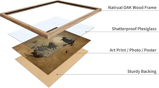 Poster Master Vintage William Holbrook Beard Poster - Retro Occult Print - Gift for Gothic, Horror Fan - The Witches Ride, Pagan, Goth, Magic - Wall Decor for Bedroom, Dorm, 11x14 Beige Framed