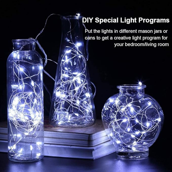 12 Pack Fairy Lights Battery Operated - 7ft 20 LED Twinkle Lights Copper Wire Mini String Lights Firefly Lights for Mason Jars DIY Crafts Christmas Wedding Party Centerpiece Table Decor, Cool White