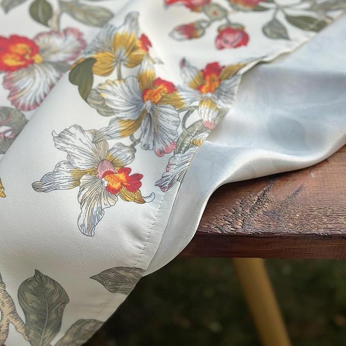 Rectangle Waterproof Tablecloth, Spring Summer Birds Floral Table Cloth, Decorative Fabric Table Cover for Indoor and Outdoor, 72 x 54 Inch, Red Flower