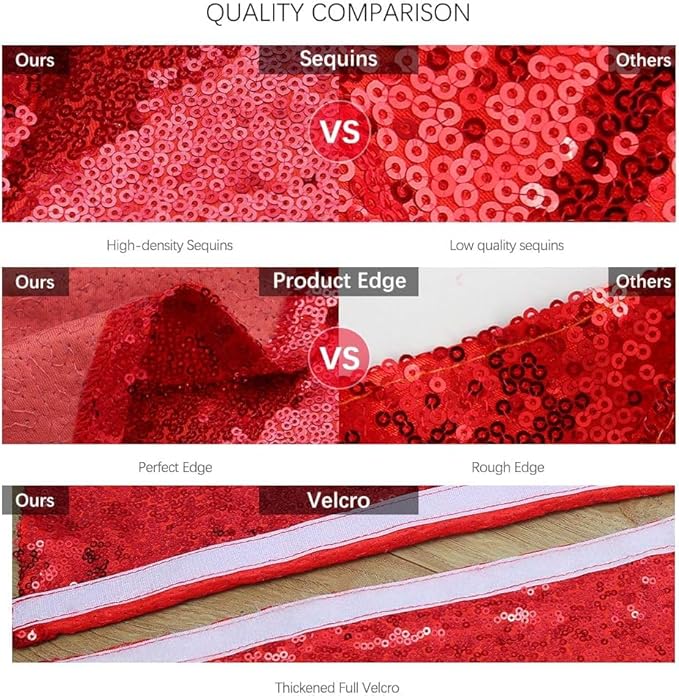 Red Christmas Tree Skirt 36 Inch Sequin Tree Skirt Sparkle Xmas Ornaments New Years Party Decorations