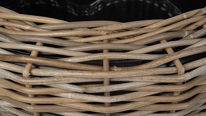 Rattan Kobo Indoor Outdoor Planter Basket with Plastic Pot X Large 12 Gallon Soil Capacity