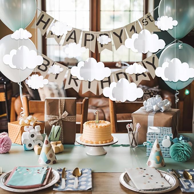 8 Pcs Hanging Clouds for Ceiling - Artificial Cloud Props for Art, Wedding, Bridal Shower, Bedroom