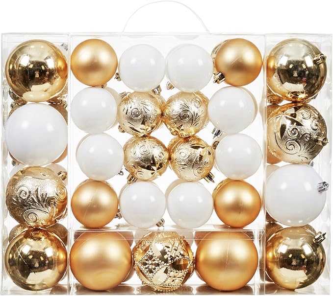 87-Pack Shatterproof Christmas Ball Ornaments Set, Christmas Tree Decorations with Hand-held Gift Package for Xmas Tree Holiday Wedding Party, Gold
