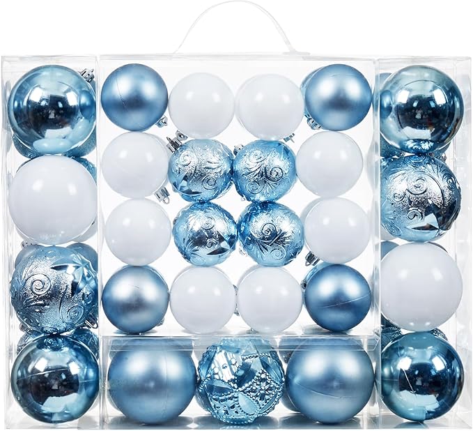 87-Pack Shatterproof Christmas Ball Ornaments Set, Christmas Tree Decorations with Hand-held Gift Package for Xmas Tree Holiday Wedding Party, Baby Blue