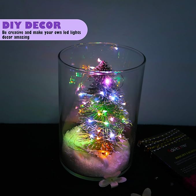 6 Pack Fairy Lights Battery Operated with Timer 2PCS Remote 6.5ft 20LED Multicolor Twinkle Lights Waterproof Silver Wire Fireflies Lights DIY Mason Jar Wedding Party Christmas Centerpiece Table Deco