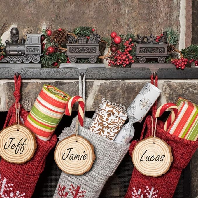 30 Pieces 2.4"-2.8" Natural Wooden Slices, Colovis Unfinished Wood Circles with Holes Tree Bark Round Log Discs DIY Crafts Hanging Ornaments (2.4"-2.8" 30Pcs, Natural)