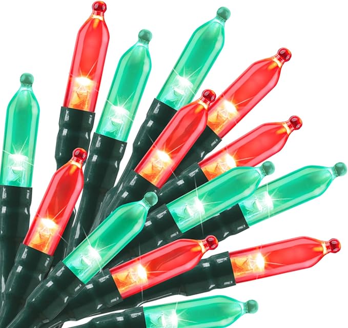 Battery Operated Christmas String Lights, 8ft 20 LED Mini Lights with Timer, Christmas Tree Lights for Indoor Outdoor Bedroom Wedding Party Holiday Xmas Decoration，Red & Green