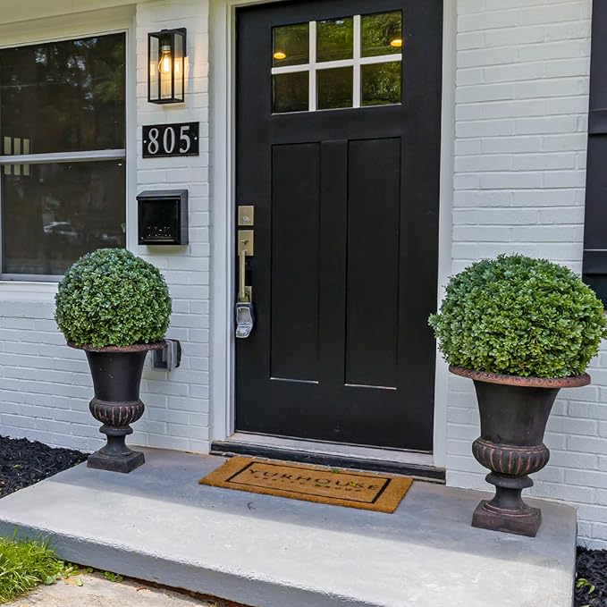 2 Pack 24.5inch Artificial Topiary Ball Plants, Faux Boxwood Ball in Pot, Fake Outdoor Plant for Front Door Decor, Home Decor, Garden, Wedding Decor
