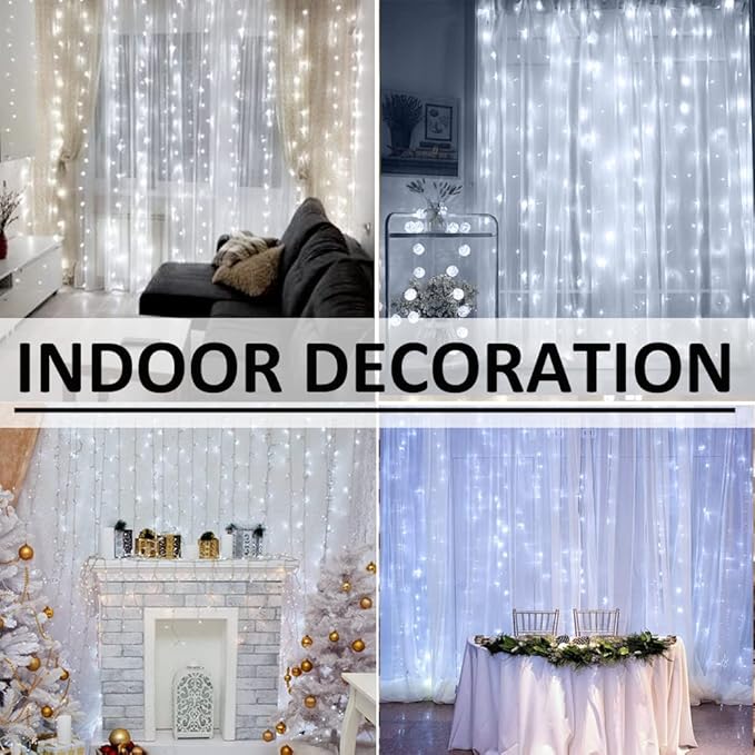 Solhice LED Curtain Lights Outdoor 20ft x10ft Cool White, 600 LED String Lights Backdrop Indoor Plug in, Twinkle Lights for Outside Backyard Wedding Bedroom Décor (Not Connectable)