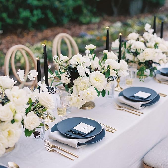 sancua Rectangle Tablecloth - 70 x 90 Inch - Stain and Wrinkle Resistant Washable Polyester Table Cloth, Decorative Fabric Table Cover for Dining Tables, Buffet Parties and Camping, White