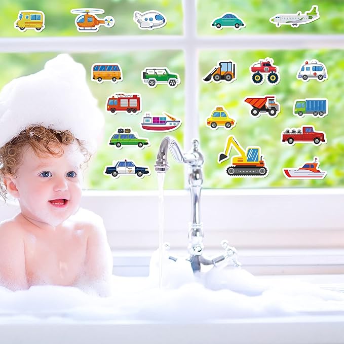 40 PCS Transportion Thick Gel Clings Vehicle Window Gel Clings Decals Stickers for Kids Toddlers and Adults Home Airplane Classroom Nursery Winter Car Party Supplies Decorations Removable and Reusable