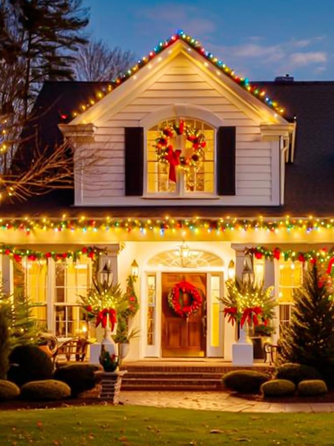 6pk Warm White Solar Christmas Lights Outdoor Waterproof, 600 LED 198FT Solar Powered LED String Lights Green Wire with 8 Modes, Solar Fairy Lights for Xmas Tree Party Wedding Garden Fence Decorations