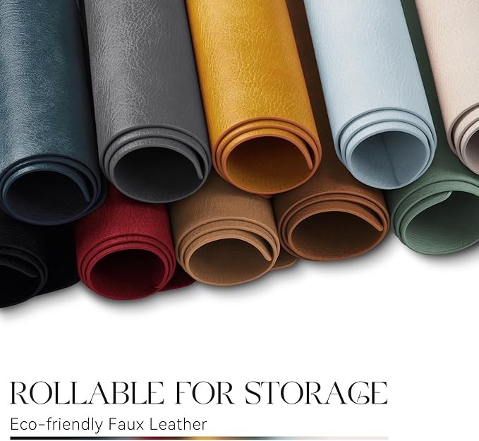 MOSAYT Vinyl Placemats Set of 6-12 X 17 Inch - Faux Leather 100% Waterproof Oil-Proof Wipeable PU Place Mats, Heat Resistant Reversible Table Mats for Kitchen, Dining, Outdoor (Beige)