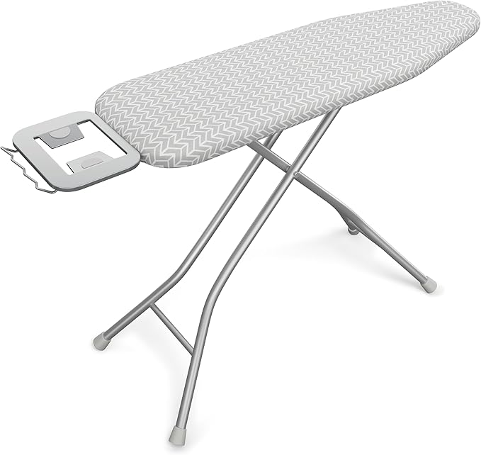 Yaheetech Foldable Ironing Board, Heavy Duty Iron Board with 9 Adjustable Heights, 4 Layer Cover and Safety Iron Rest, 52X14 Compact and Space Save Iron Board for Home Laundry Room Use, Gray&White
