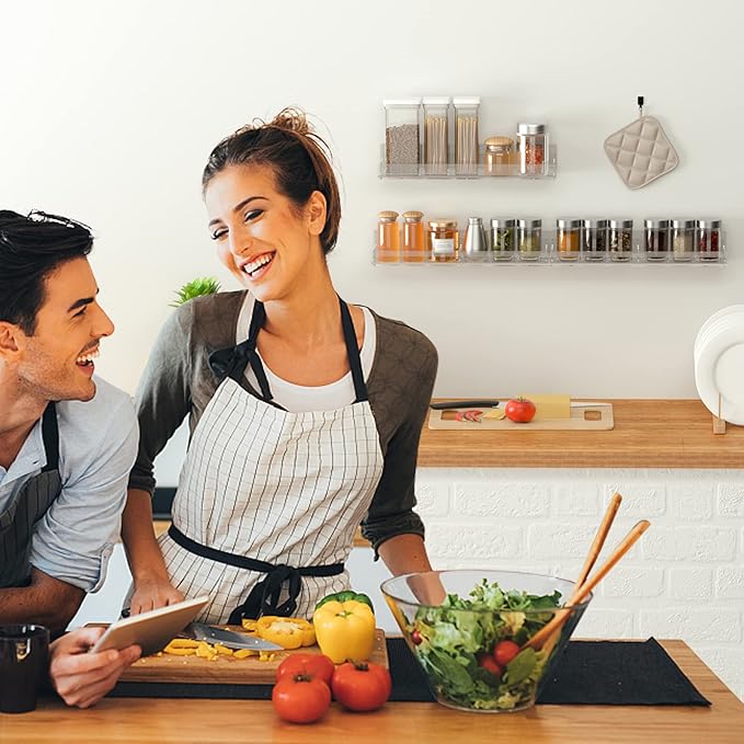 15 Inch Acrylic Spice Rack Wall Organizer Set of 3, Clear Acrylic Wall Shelf for Home Organizer, Floating Shelf for Bottle Display, Jars, Spice, Wine, Books, Toiletries