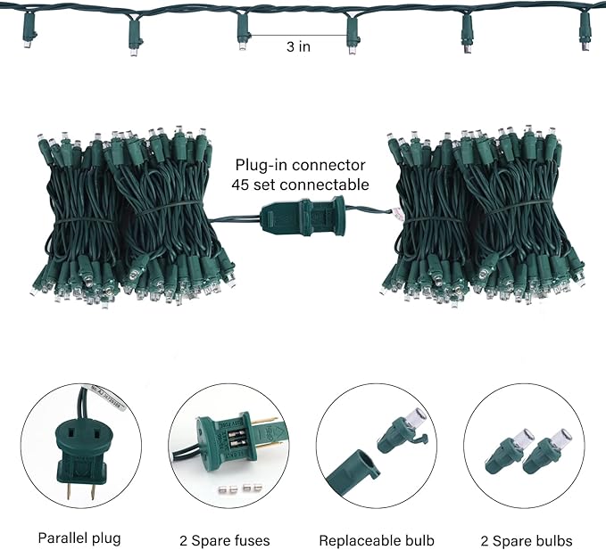 Christmas LED Mini String Lights, 28Feet 100LEDs Mini Lights for Christmas Tree, UL Listed Christma Lights Set Waterproof Plug in for Outdoor Indoor Wreath Roof Garland Holiday Decoration, Warm White