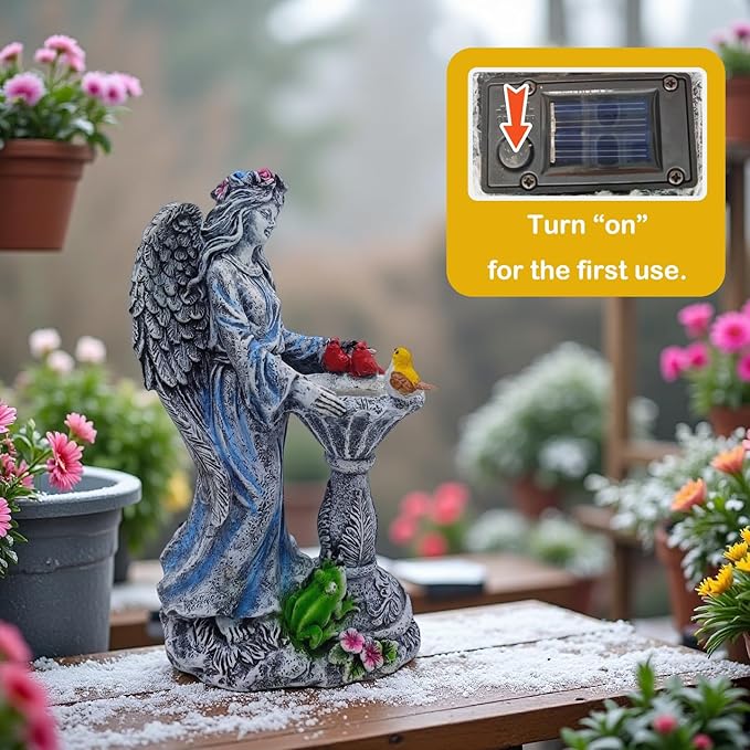 Mrocioa Solar Outdoor Garden Decor Angel Statue Light with Color Changing Birdbath, Waterproof Led Home Decor Figurine Lights for Yard Patio Front Porch, Housewarming Gifts for Thanksgiving Christmas