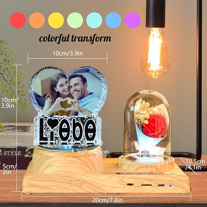 3D Crystal Photo, Valentine's Day Personalized Gift, Lover Photo with Laser Engraving, Engraved Crystal, Custom Couple Gift - Liebe