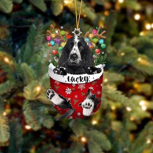 Cocker Spaniel 1 Dog Christmas Ornament, Cocker Spaniel 1 in Snow Pocket Christmas Tree Ornament, Dog Lovers Gift Idea Xmas Decor, Christmas Decorations for Tree, Christmas Ornament Gift for Dog Lover