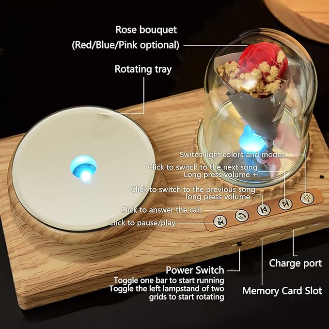 3D Crystal Photo, Personalized 4 Photos-Color Print Picture, Crystal Night Light Family Baby Mother Lover Daddy Day Gift, Rotating Windmill Rose Ornament lamp