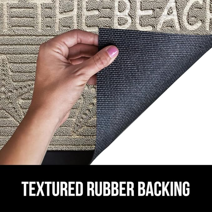 GORILLA GRIP 100% Waterproof All-Season WeatherMax Doormat 35x23, US Designed Natural Rubber, Stain and Fade Resistant, Low Profile Indoor Outdoor Door Mats, Easy Clean Patio Mat, Sand Beach