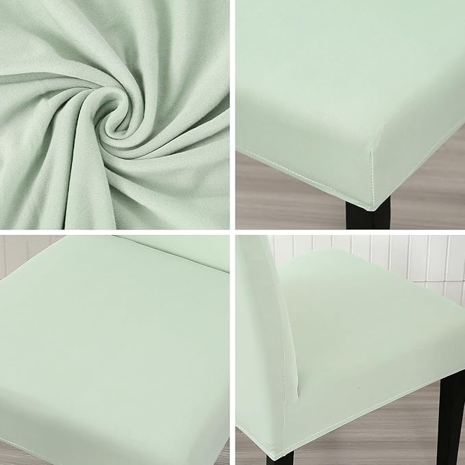 JQinHome Smoke Green Chair Covers for Dining Room Set of 4, High Stretch Removable Washable Parsons Chair Slipcover for Home Party Hotel Wedding Ceremony (4PCS,Smoke Green)