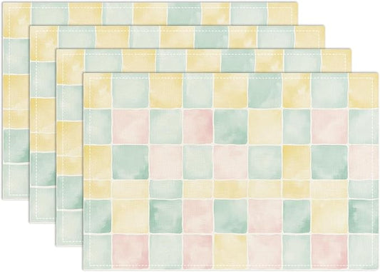 Watercolor Placemats Set of 4, Colorful Table Mat for Home Kitchen, Restaurants, Outdoor Linen Washable Place Mats 12x18 inch Party Event Dining Decoration-12