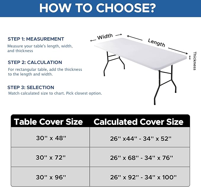 Fitted Tablecloth for 8 Foot Rectangle Tables-6 Pack White Elastic Outdoor Picnic Table Cover-Spandex Stretch Folding Table Cloths 8ft for Camping Dining Room Patio Kitchen Banquet Party