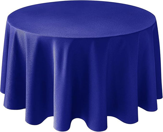 Biscaynebay Textured Fabric Round Tablecloths 90", Royal Blue Water Resistant Table Cloths Circle Folding Table Covers Linen for Dining, Kitchen, Wedding, Parties etc. Machine Washable