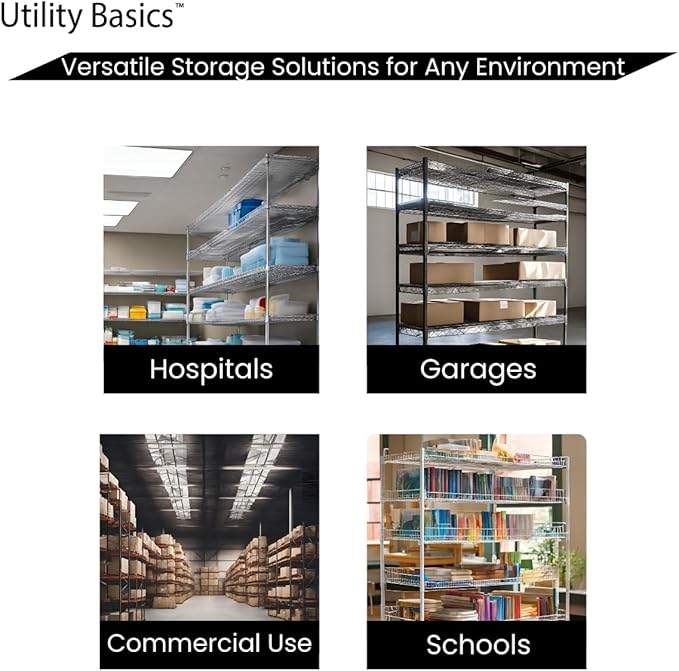 60"x18"x72" Black Premium Metal Steel Wire Shelving 4-Tier NSF 3200 LBS MAX Capacity Heavy Duty Storage Rack for Garages, Commercial Spaces, Hospitals, & Schools w/Premium Wheels