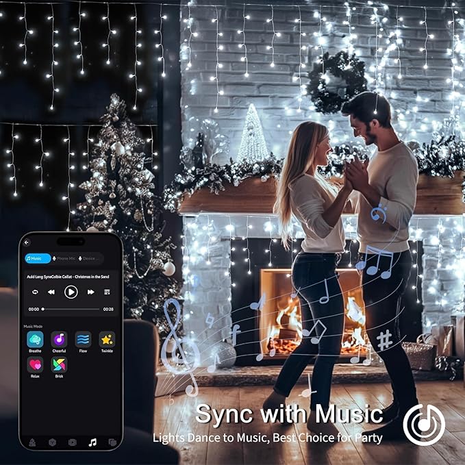 JMEXSUSS 400 LED RGB Icicle Lights - Color Changing, Plug-in for Indoor/Outdoor Christmas Decorations