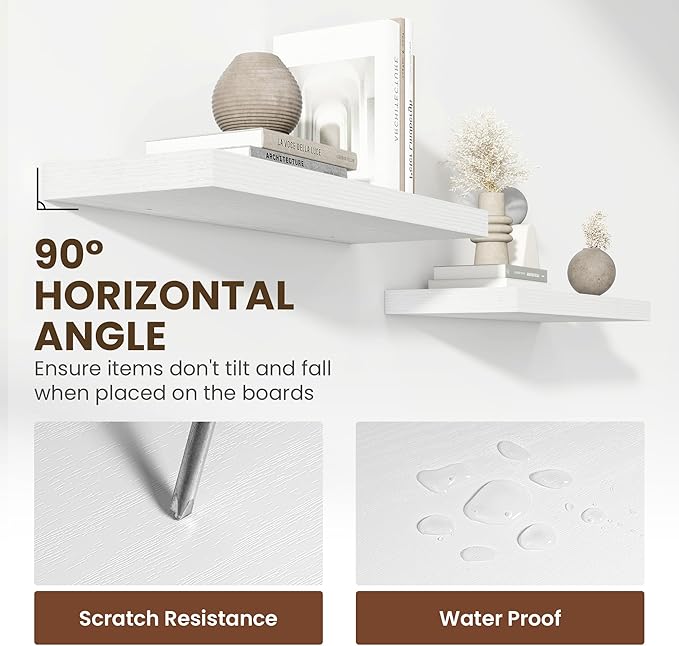 55 Inch Floating Shelves, 11.6 Inch Deep Floating Shelves for Wall, Floating Shelf with Invisible Brackets, Deep Shelves for Bathroom, Bedroom, Living Room, 1 Pack, White