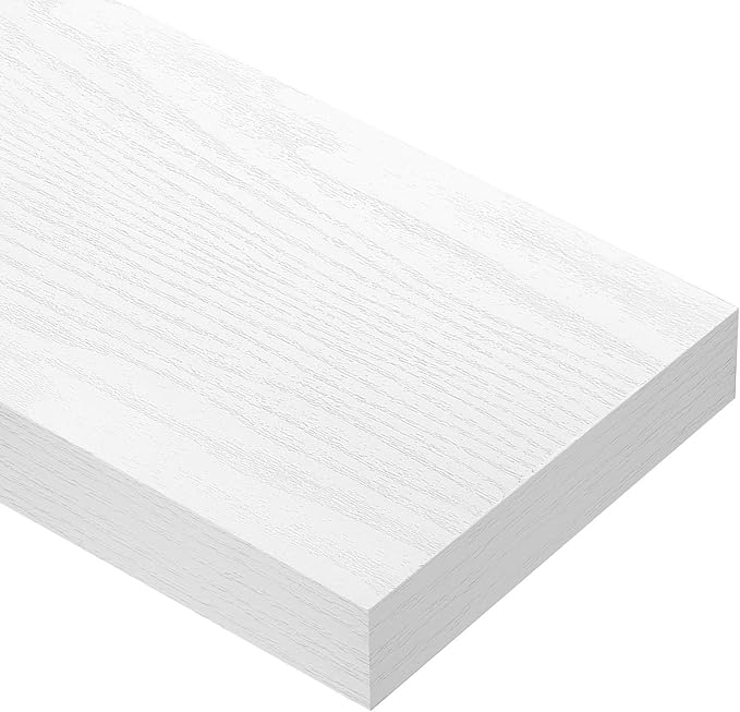 QEEIG Floating Shelves for Wall Bathroom Shelf Bedroom Kitchen Living Room Hanging Book Shelves Small Farmhouse Decor 16 inch Set of 3, White (015-W3)