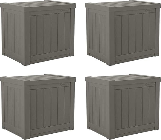 Suncast SS500ST 22 Gallon Small Resin Outdoor Patio Storage Deck Box (4 Pack)